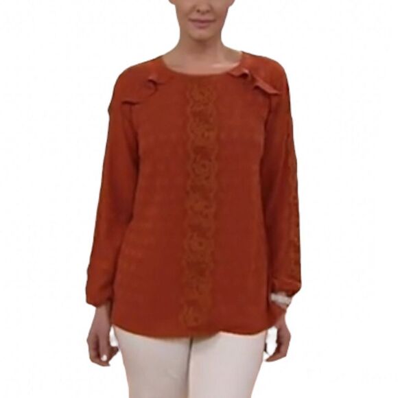 Isaac Mizrahi Scoop-Neck Coupe Lace Blouse - Picture 1 of 7